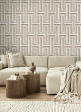Advantage Henley Taupe Geometric Grasscloth Wallpaper