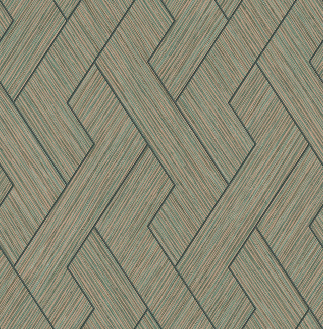 Advantage Ember Copper Geometric Basketweave Wallpaper