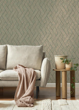 Advantage Ember Copper Geometric Basketweave Wallpaper