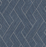 Advantage Ember Indigo Geometric Basketweave Wallpaper