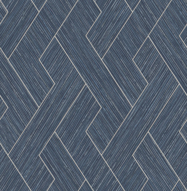 Advantage Ember Indigo Geometric Basketweave Wallpaper