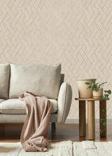 Advantage Ember Taupe Geometric Basketweave Wallpaper