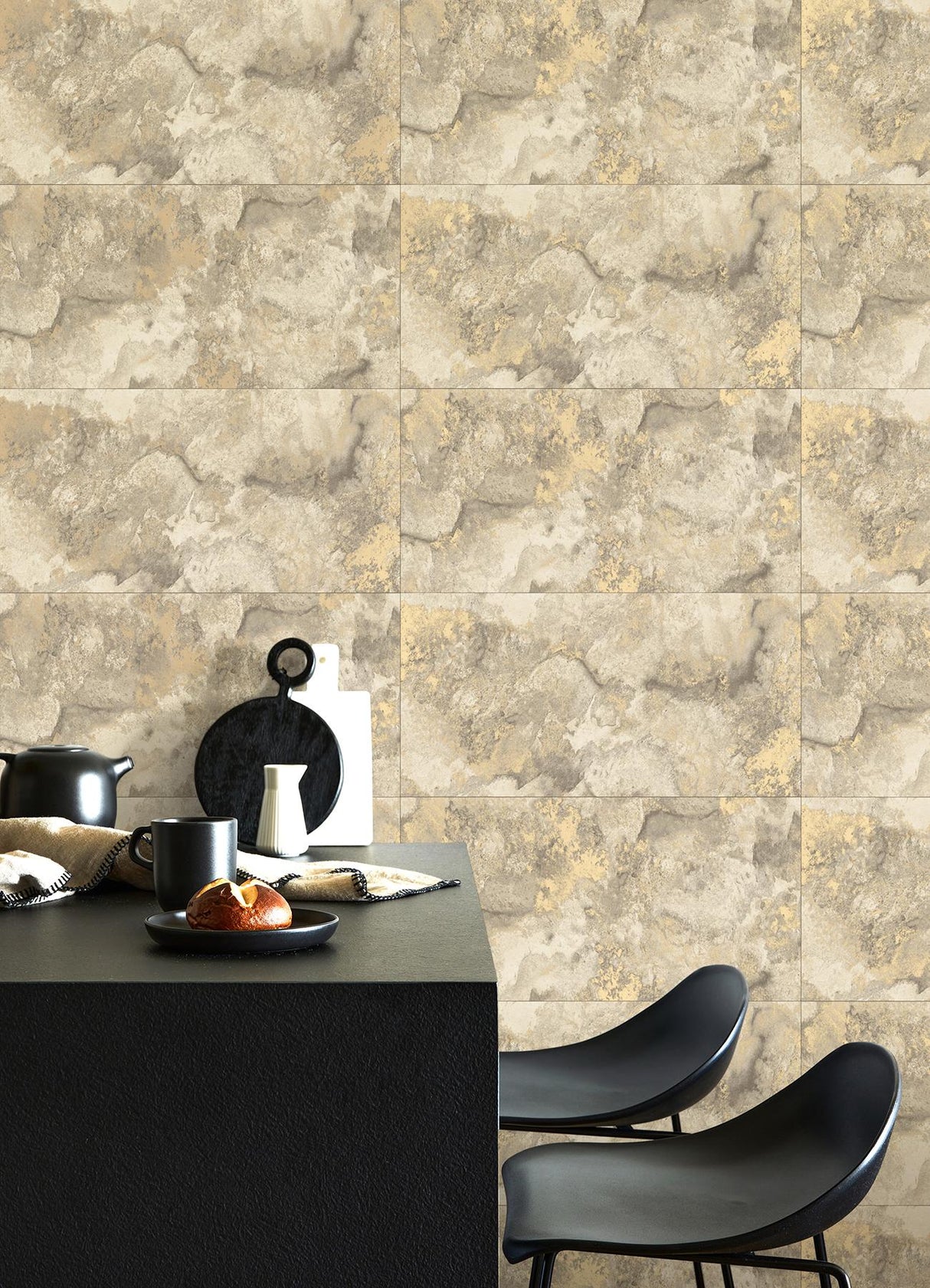 Advantage Aria Neutral Marbled Tile Wallpaper