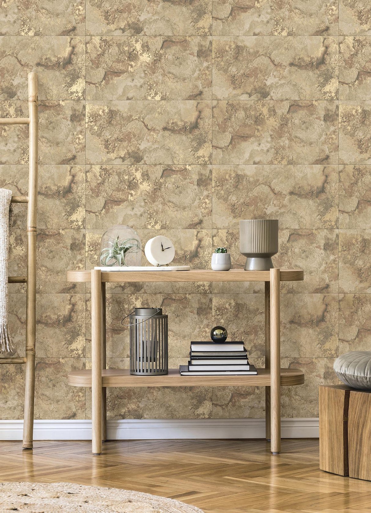 Advantage Aria Light Brown Marbled Tile Wallpaper
