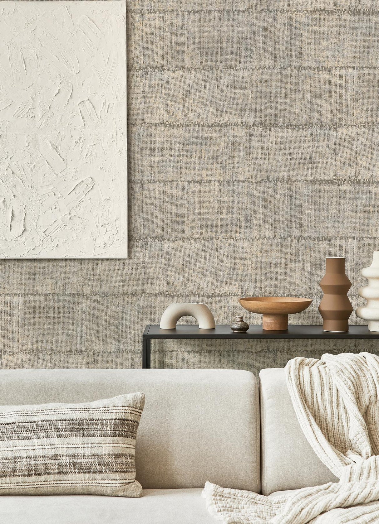 Advantage Blake Light Grey Texture Stripe Wallpaper
