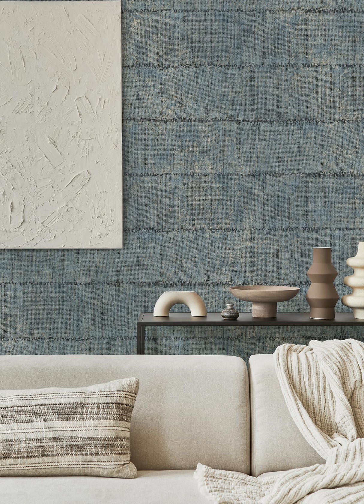Advantage Blake Denim Texture Stripe Wallpaper