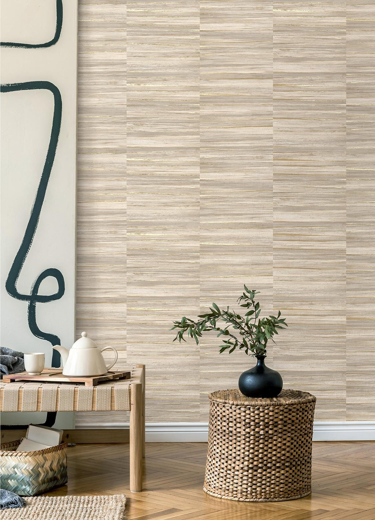 Advantage Rowan Wheat Faux Grasscloth Wallpaper