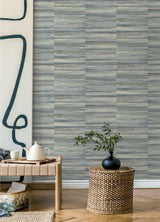 Advantage Rowan Blue Faux Grasscloth Wallpaper
