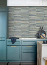 Advantage Rowan Blue Faux Grasscloth Wallpaper