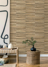 Advantage Rowan Chestnut Faux Grasscloth Wallpaper