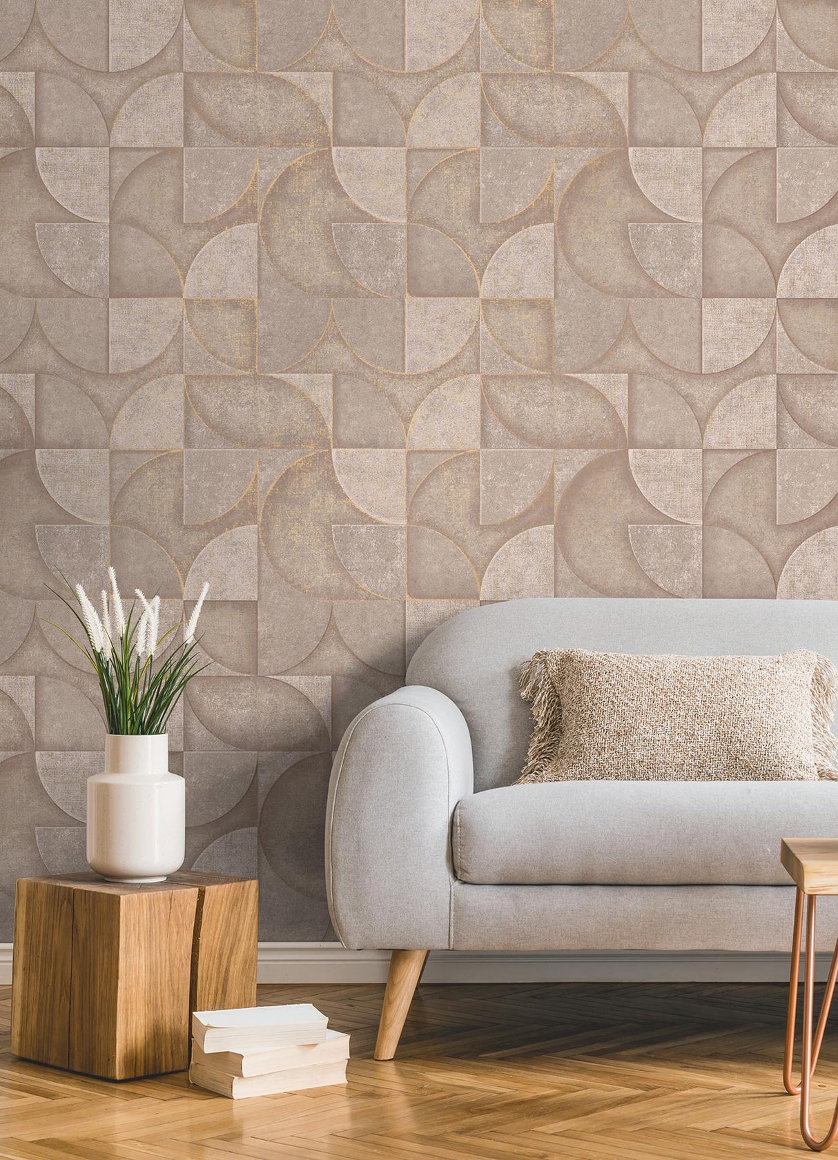 Advantage Addison Blush Retro Geo Wallpaper