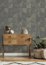 Advantage Addison Charcoal Retro Geo Wallpaper