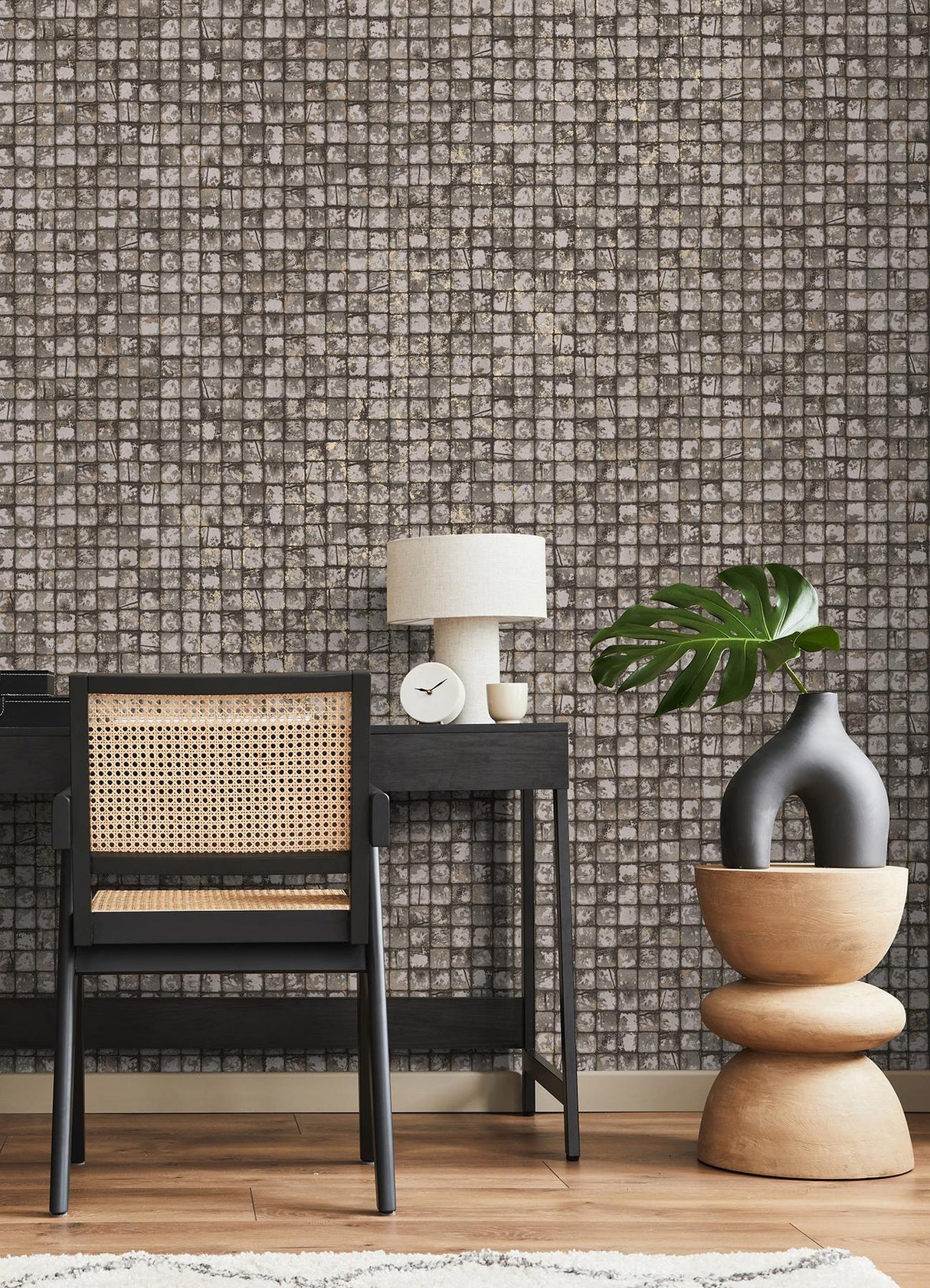 Advantage Kingsley Grey Tiled Wallpaper