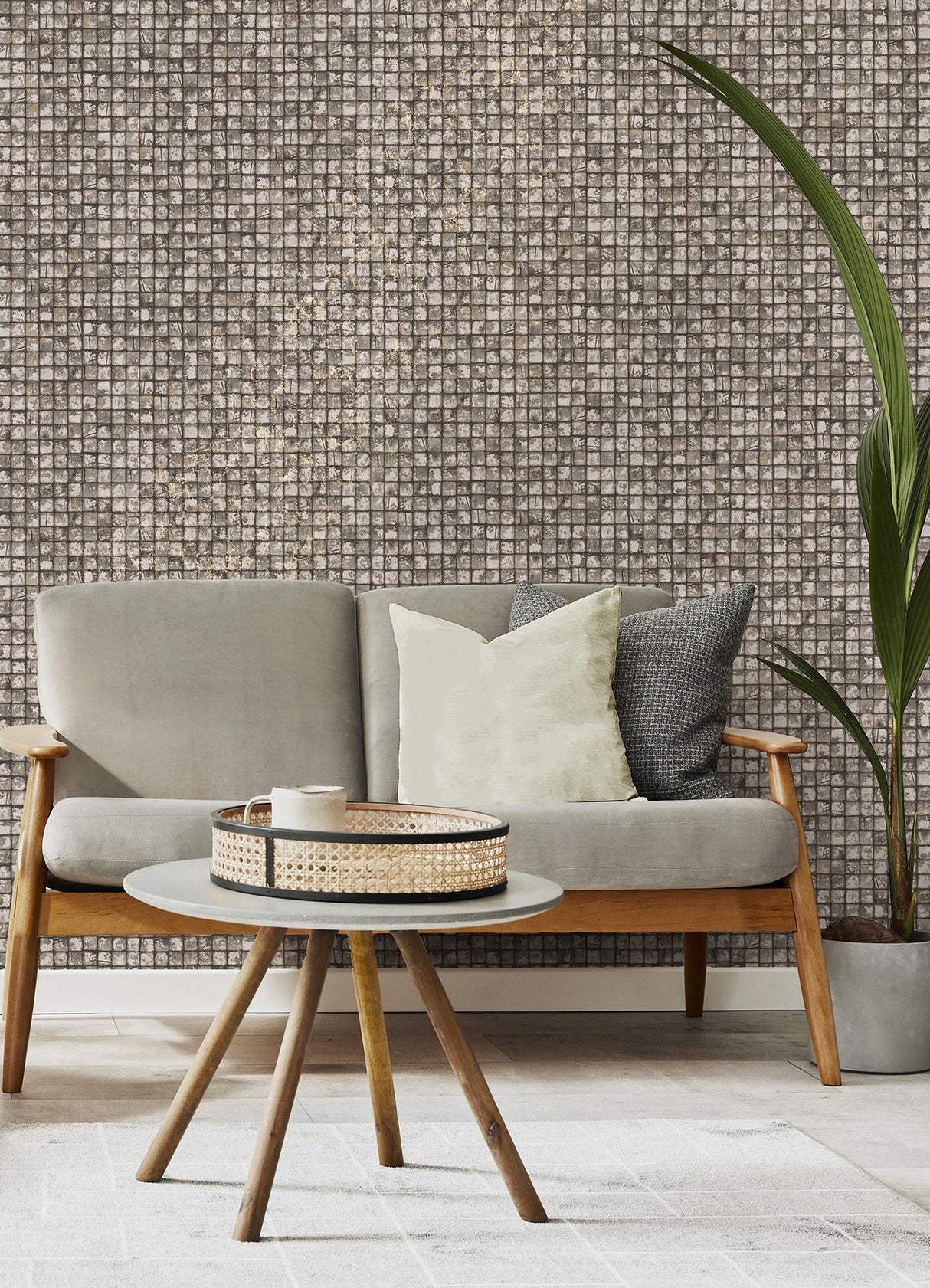 Advantage Kingsley Grey Tiled Wallpaper