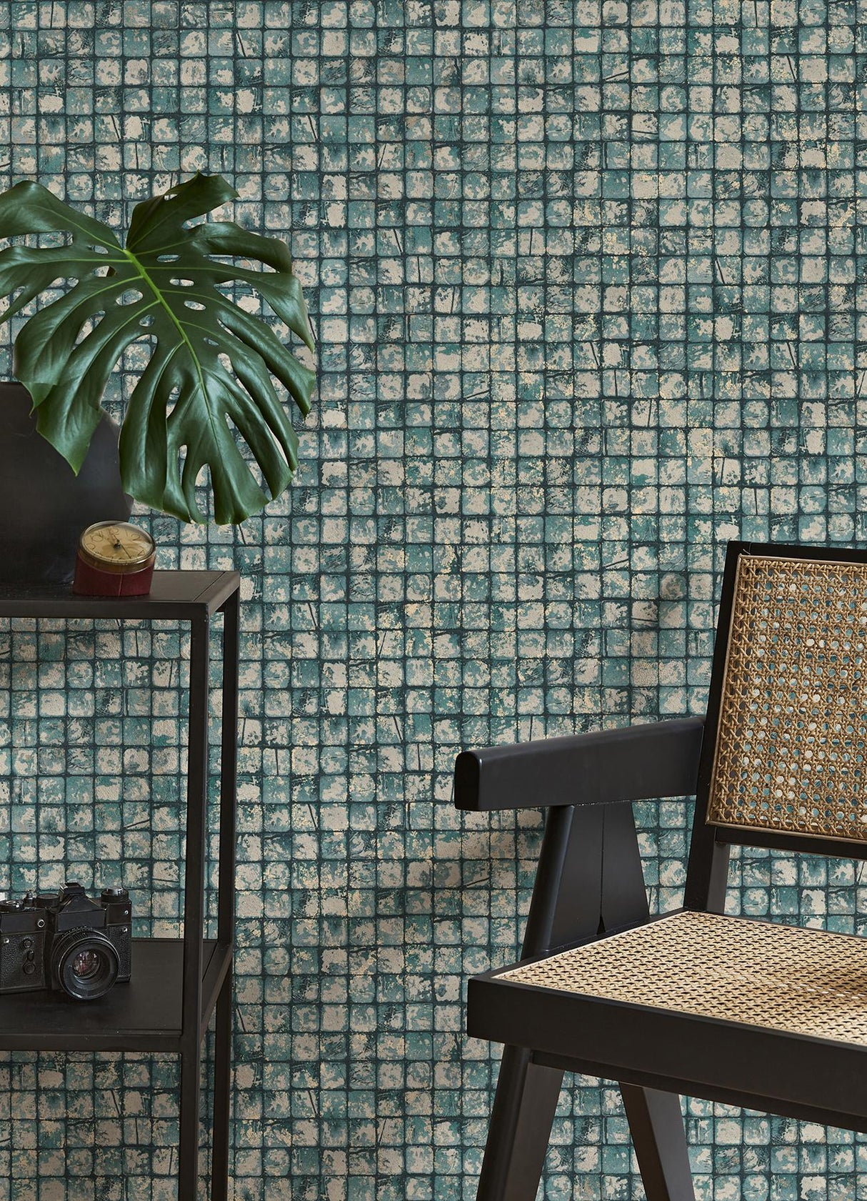 Advantage Kingsley Blue Tiled Wallpaper