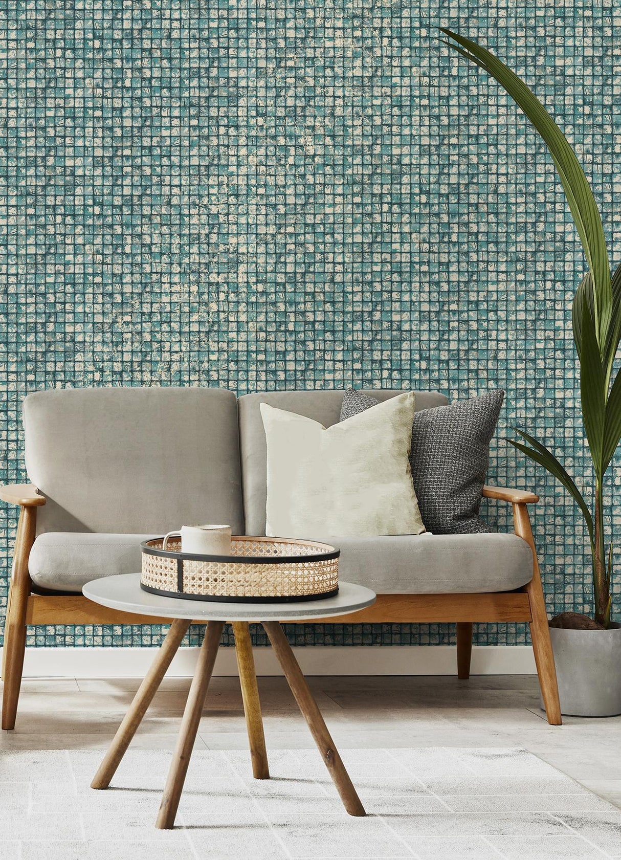 Advantage Kingsley Blue Tiled Wallpaper