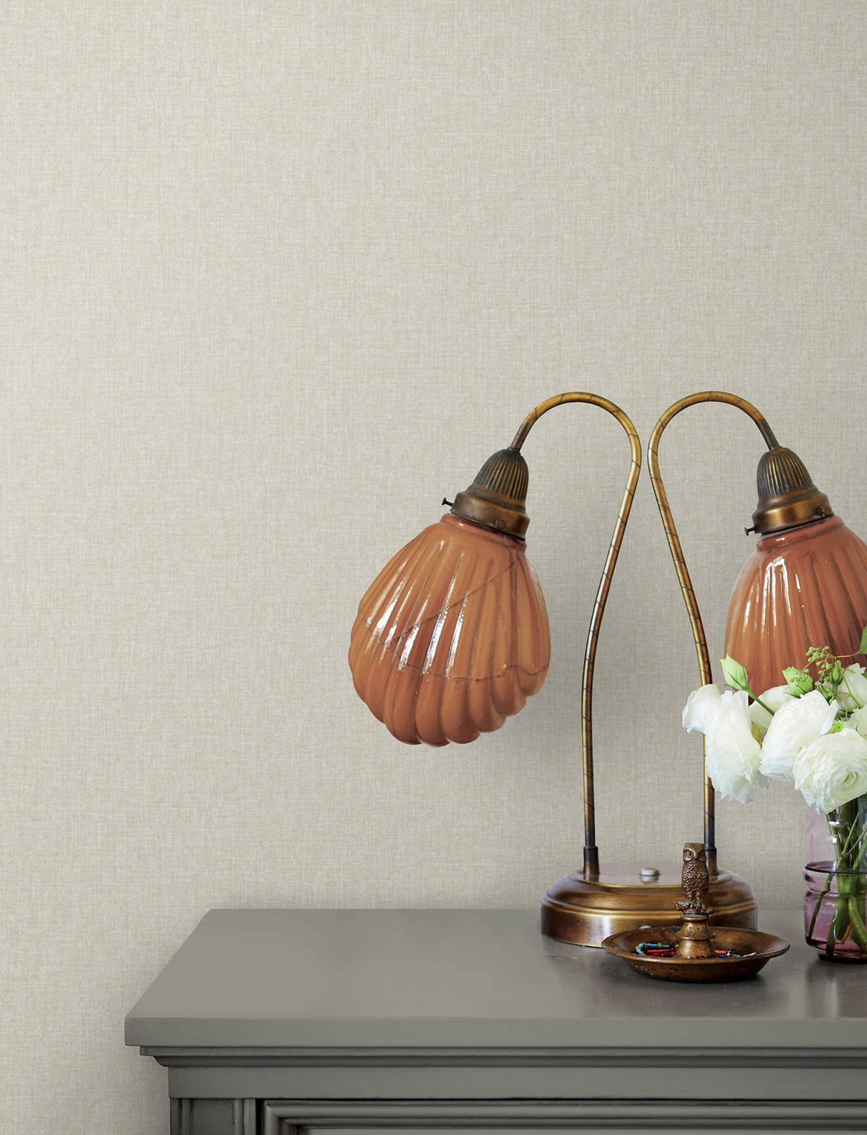 Advantage Halliday Pearl Faux Linen Wallpaper