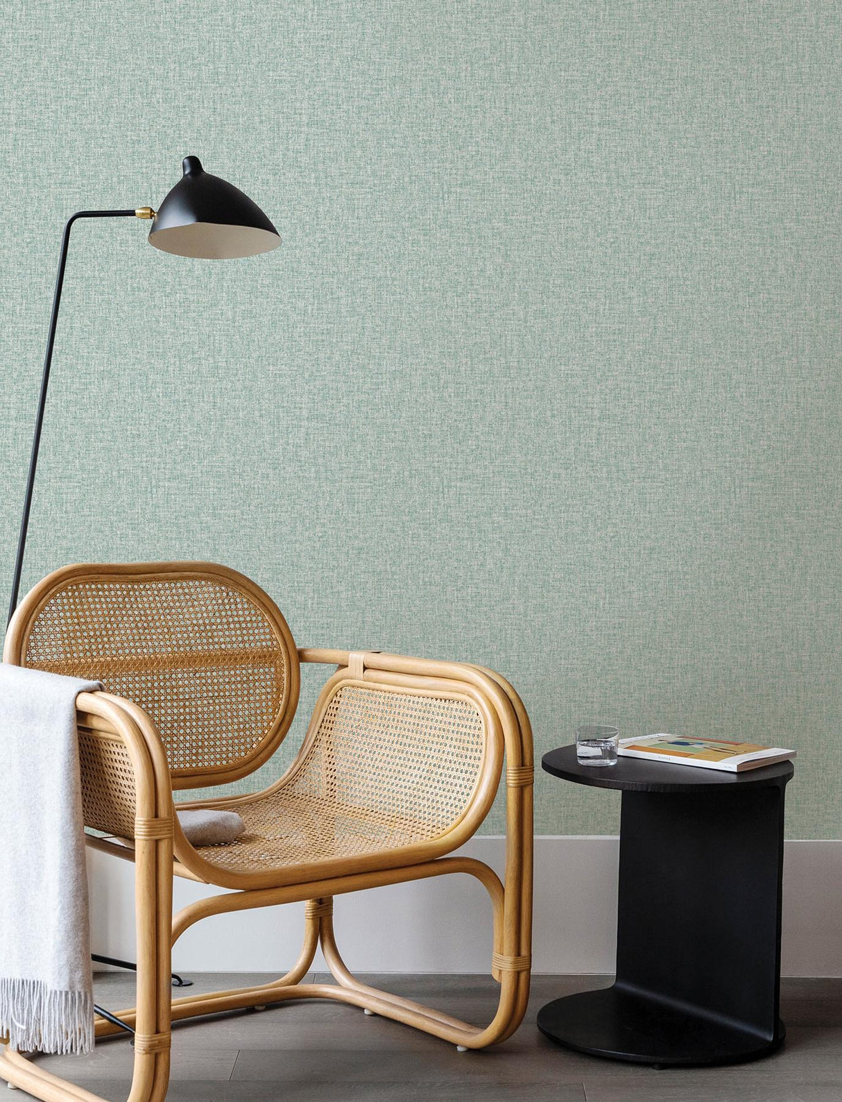Advantage Larimore Seafoam Faux Fabric Wallpaper