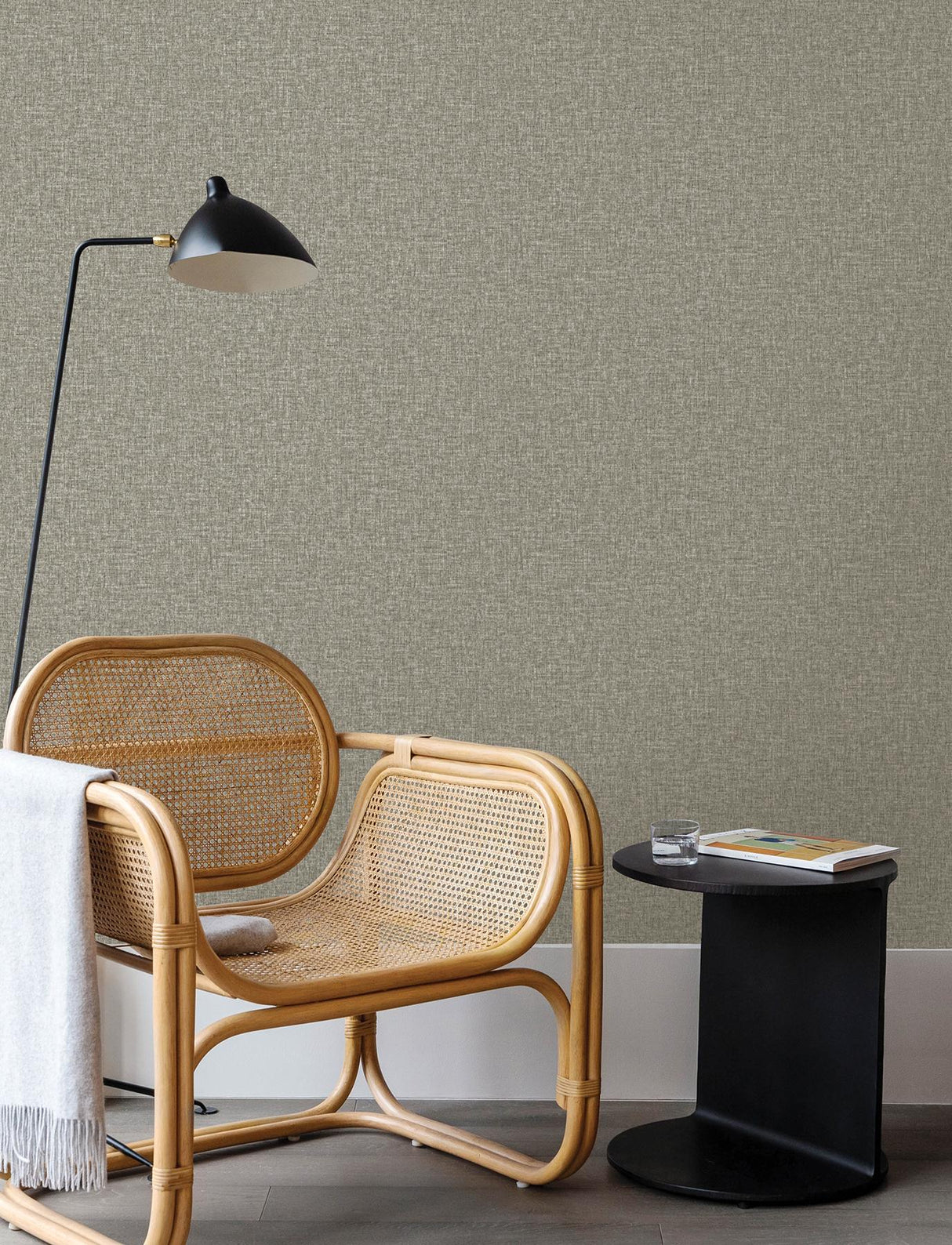 Advantage Larimore Light Brown Faux Fabric Wallpaper