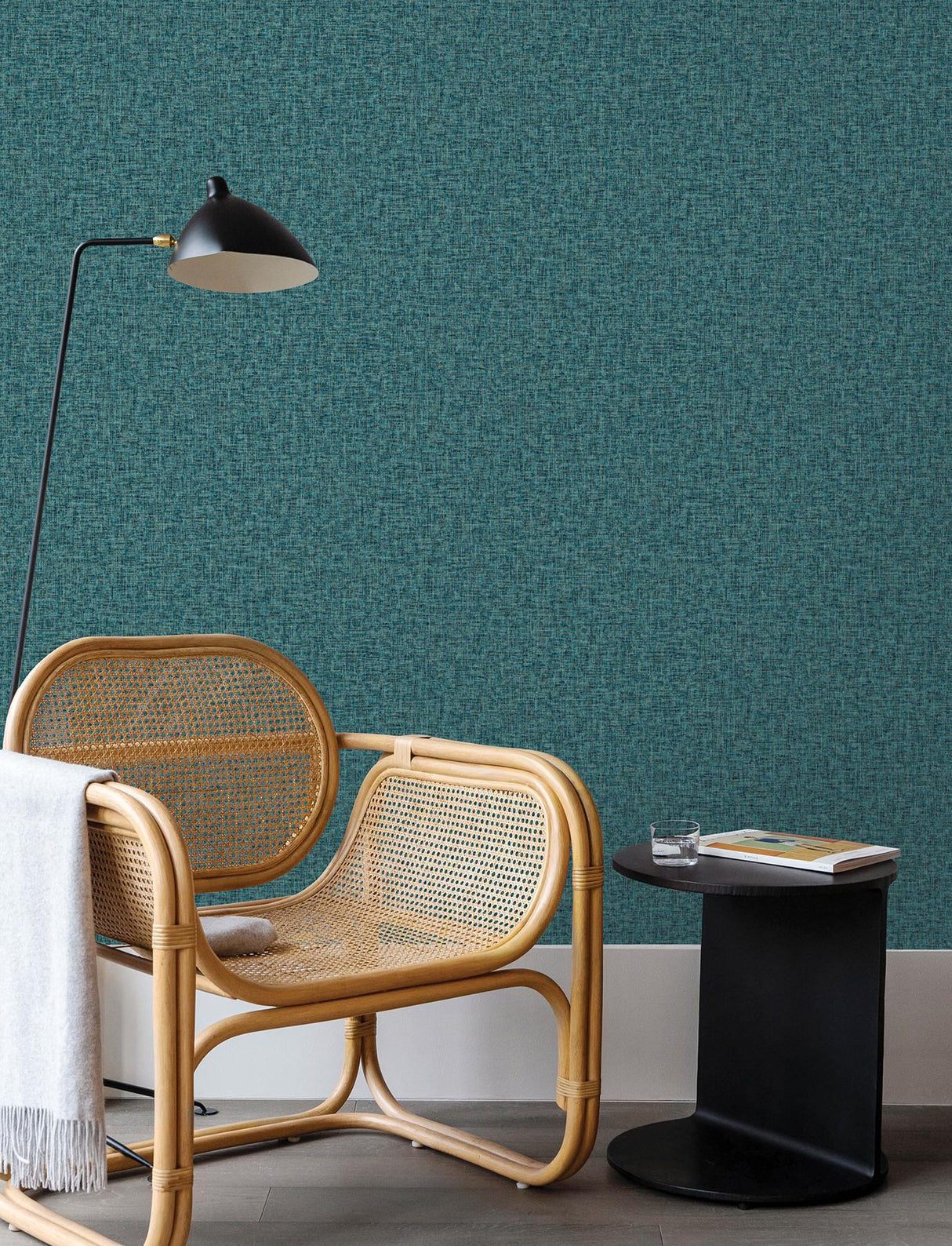 Advantage Larimore Blueberry Faux Fabric Wallpaper