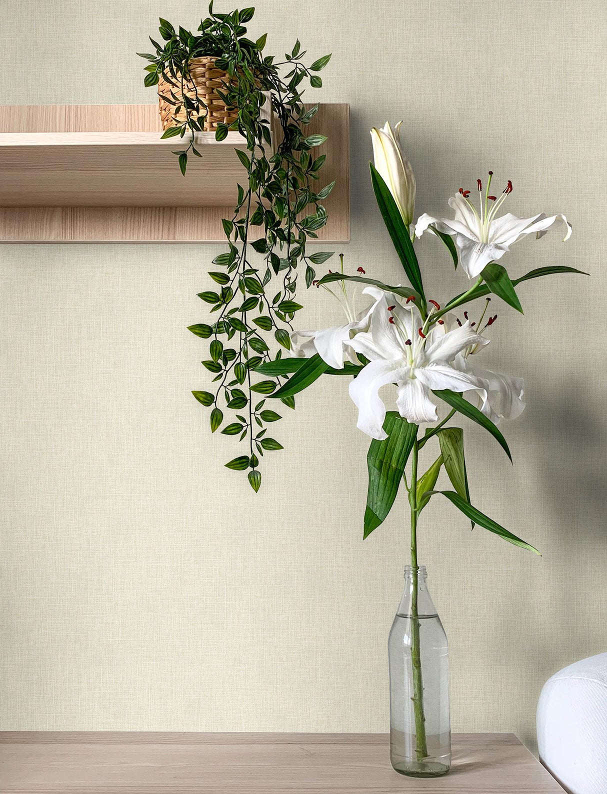 Advantage Buxton Cream Faux Weave Wallpaper