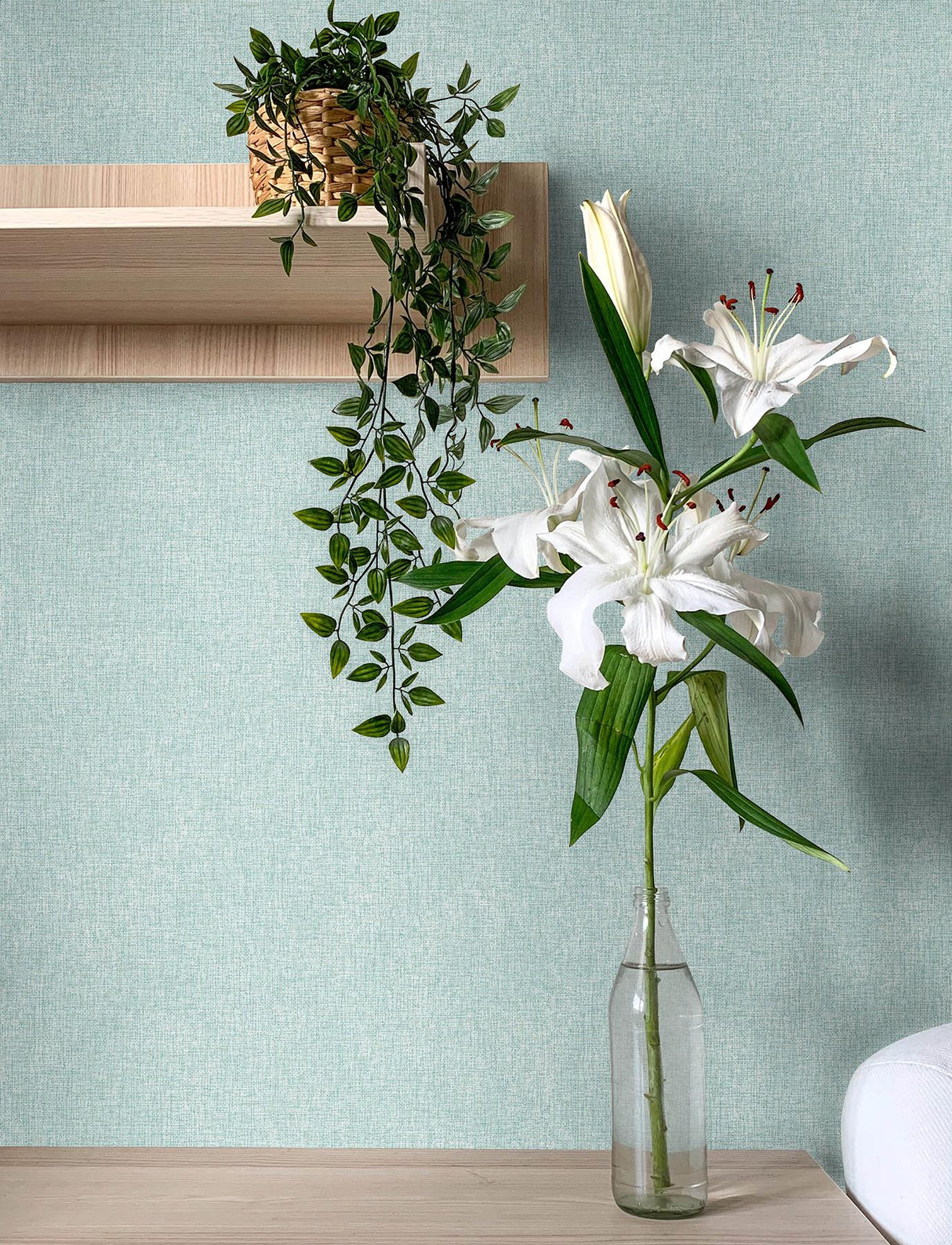 Advantage Buxton Light Blue Faux Weave Wallpaper