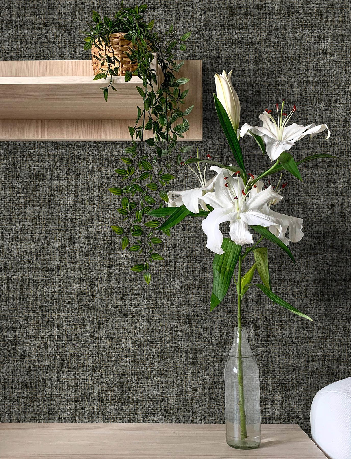 Advantage Buxton Charcoal Faux Weave Wallpaper