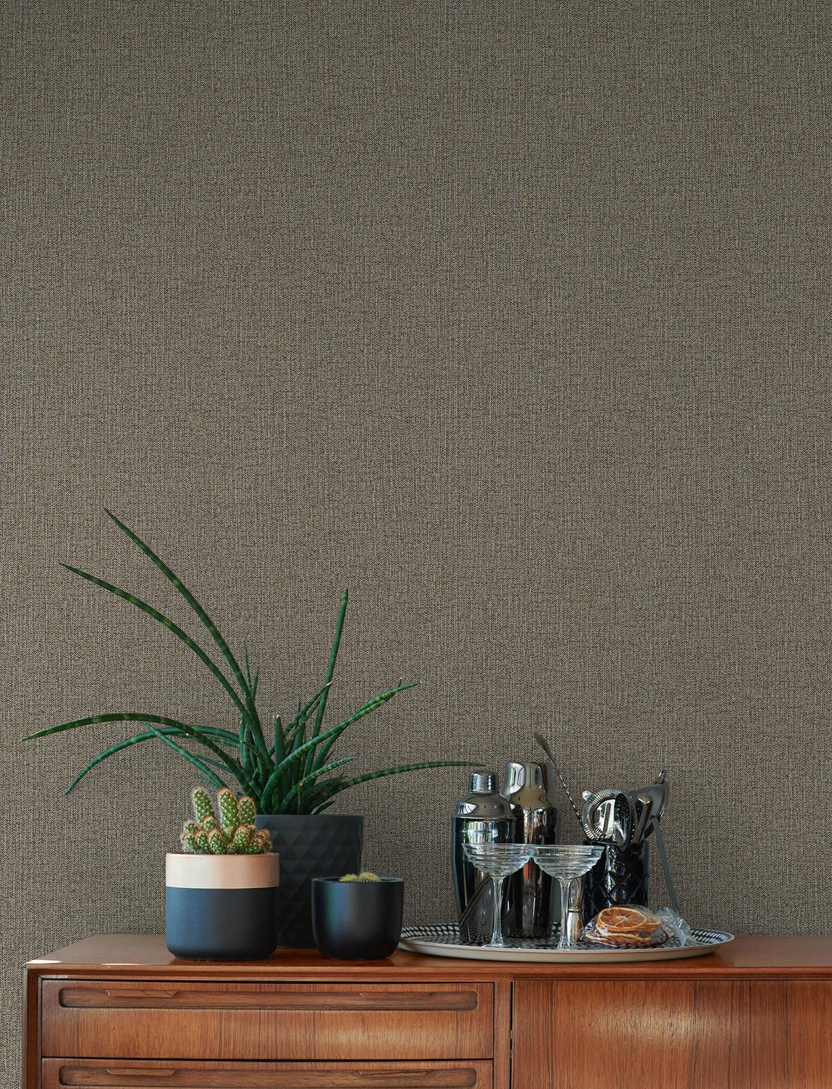Advantage Hatton Brown Faux Tweed Wallpaper