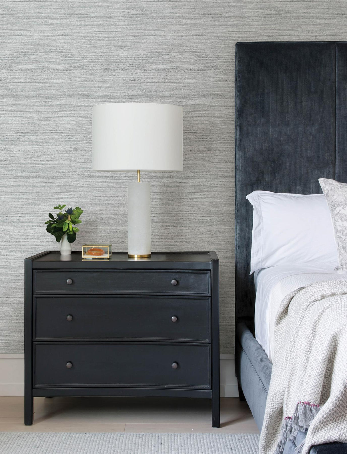 Advantage Hazen Grey Shimmer Stripe Wallpaper
