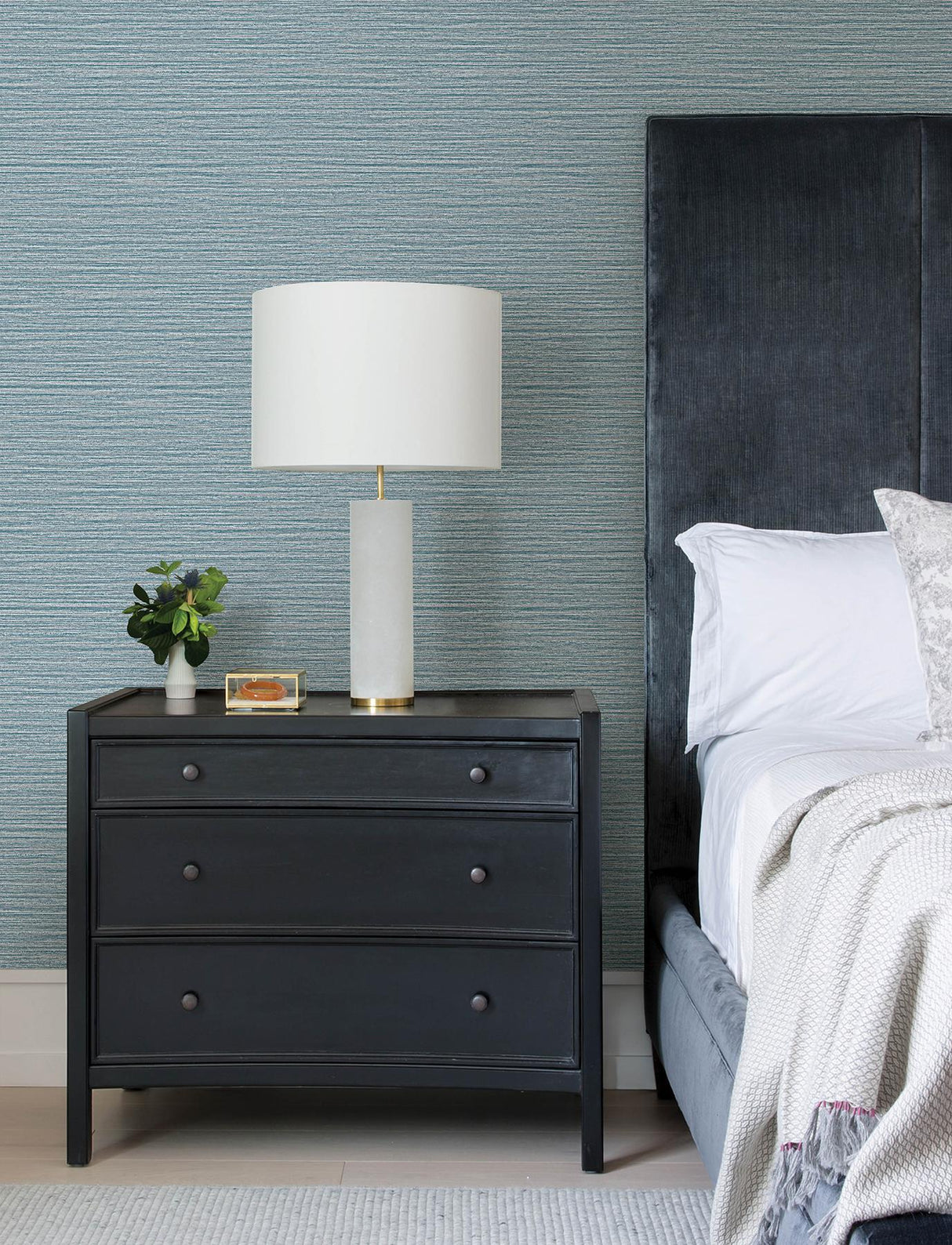 Advantage Hazen Blue Shimmer Stripe Wallpaper
