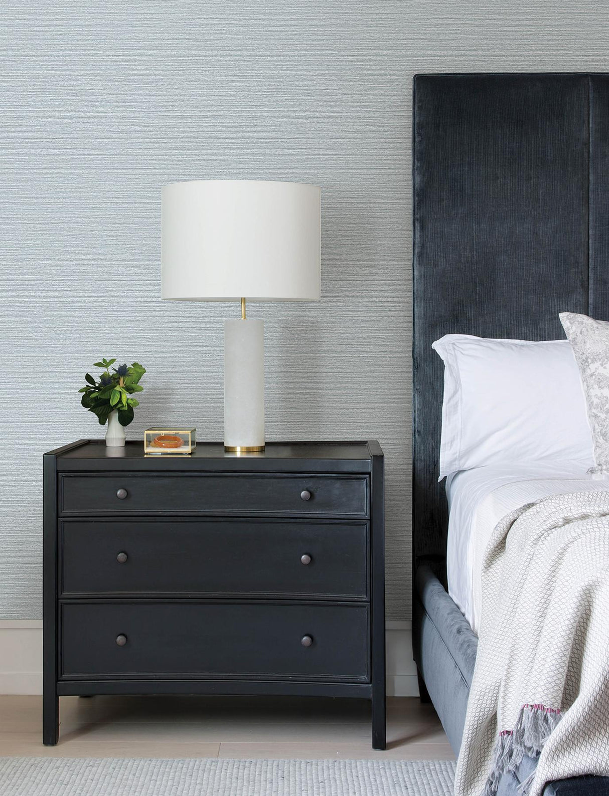 Advantage Hazen Light Blue Shimmer Stripe Wallpaper