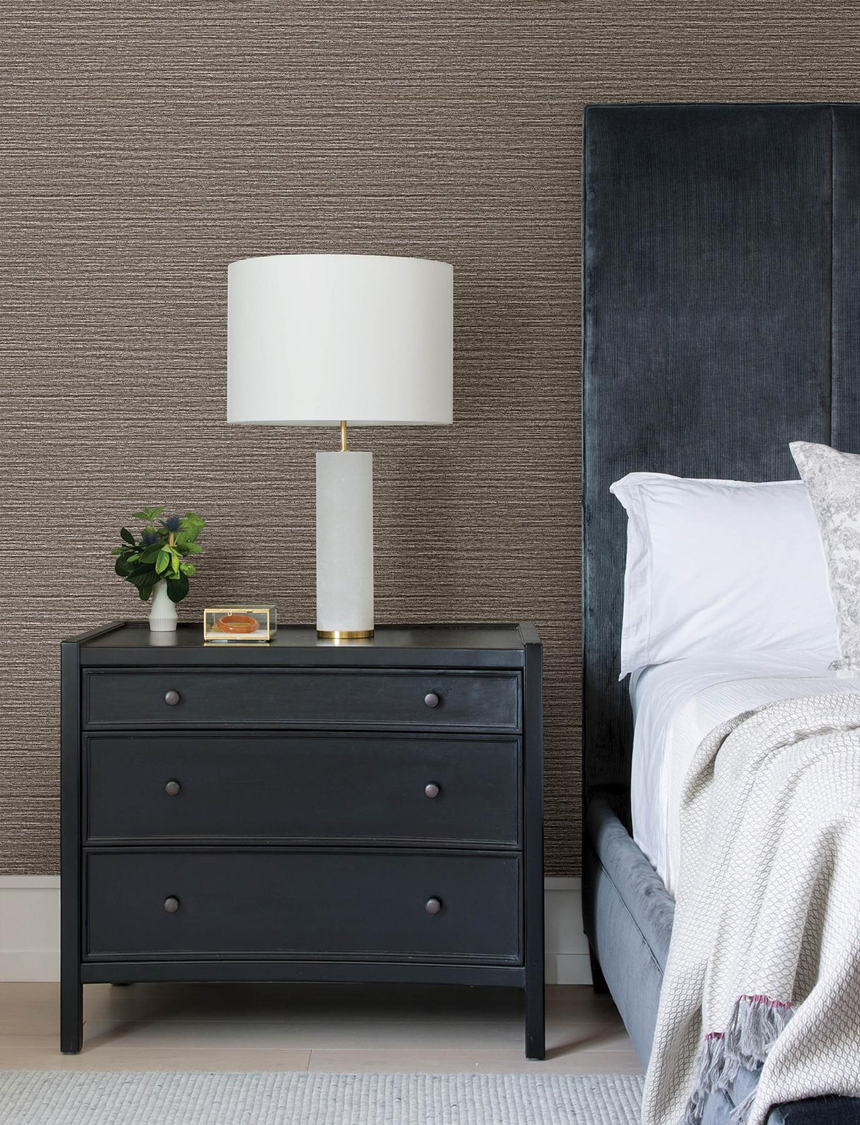 Advantage Hazen Brown Shimmer Stripe Wallpaper