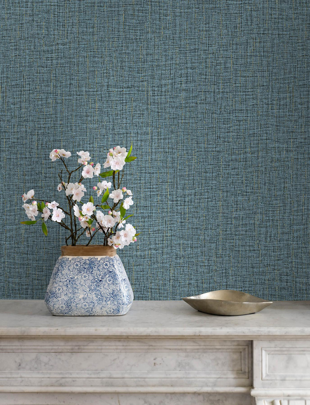 Advantage Glenburn Blue Woven Shimmer Wallpaper