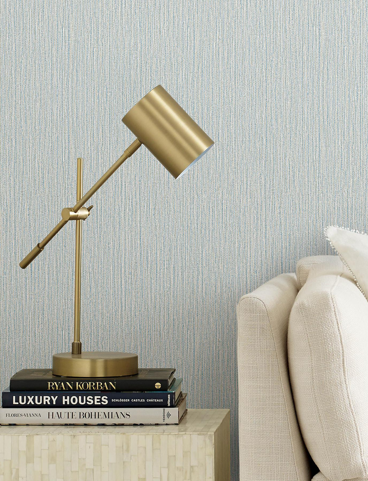 Advantage Bowman Light Blue Faux Linen Wallpaper