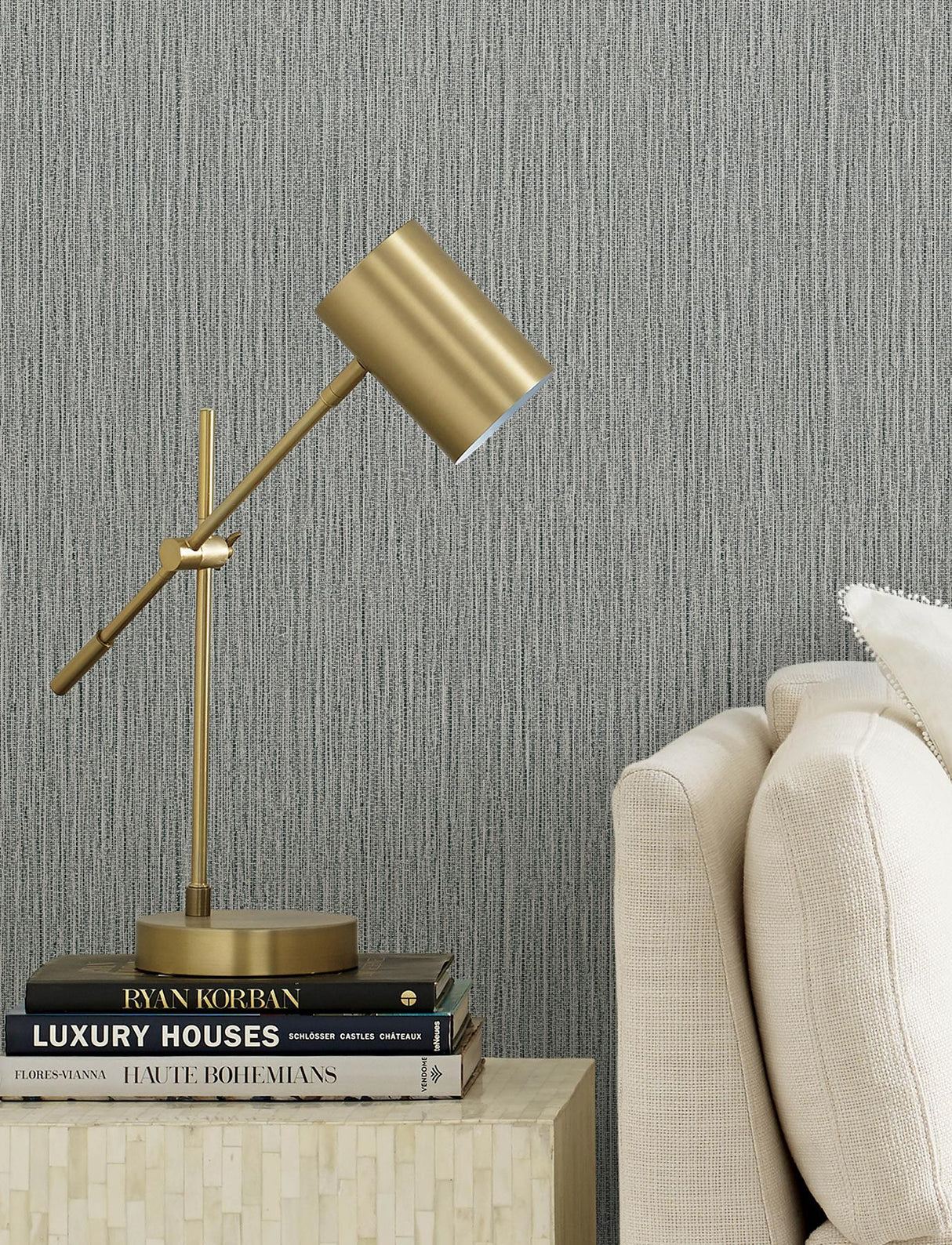Advantage Bowman Slate Faux Linen Wallpaper