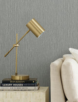 Advantage Bowman Slate Faux Linen Wallpaper
