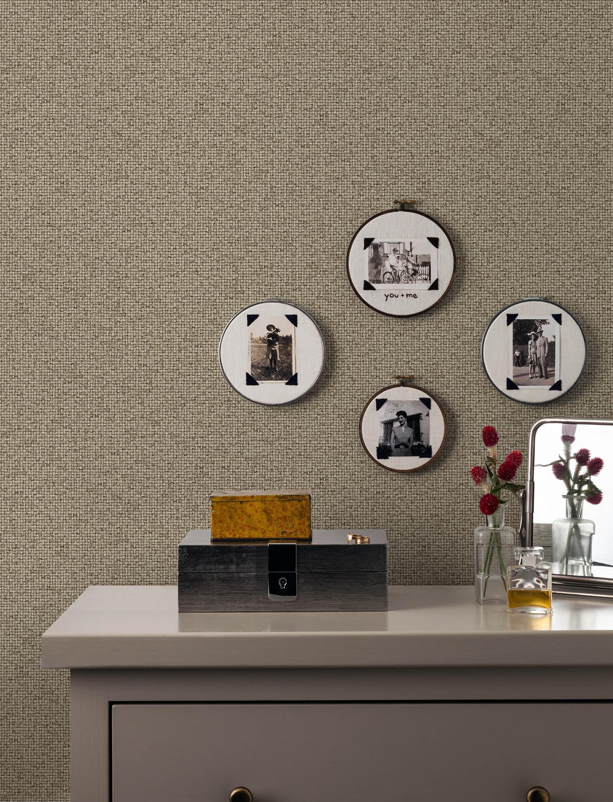 Advantage Surrey Chestnut Basketweave Wallpaper