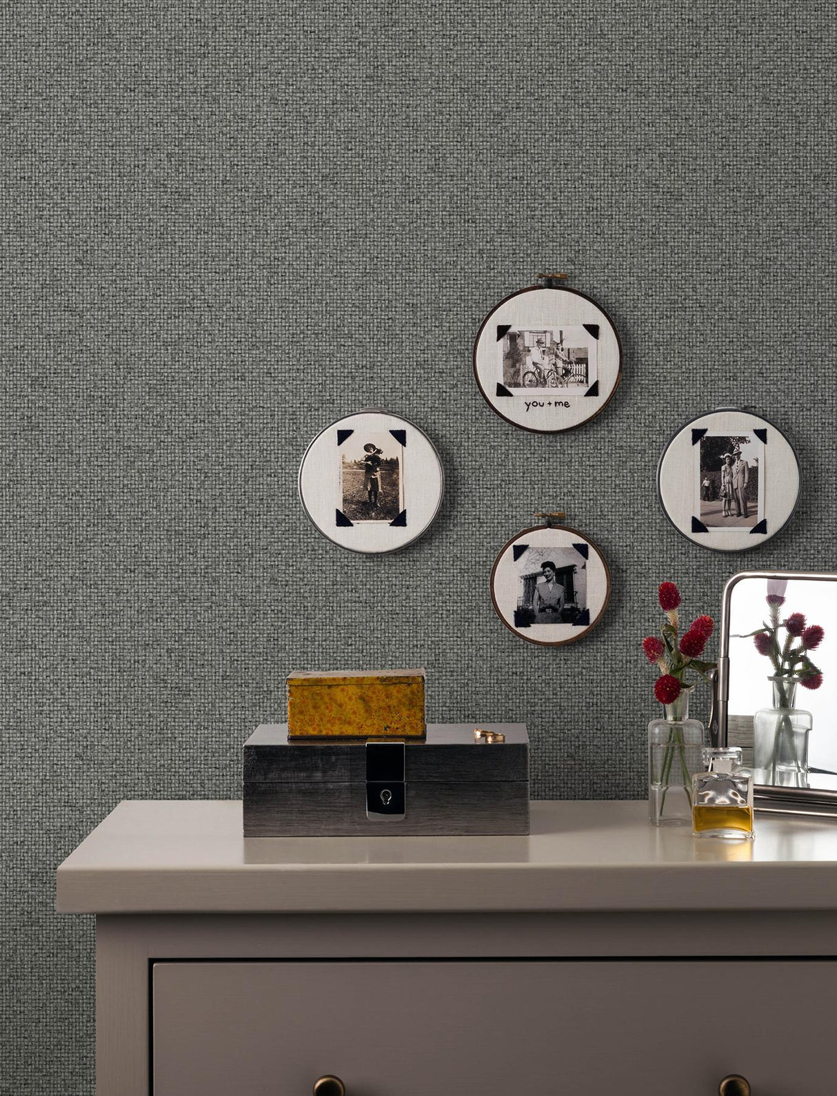 Advantage Surrey Black Basketweave Wallpaper