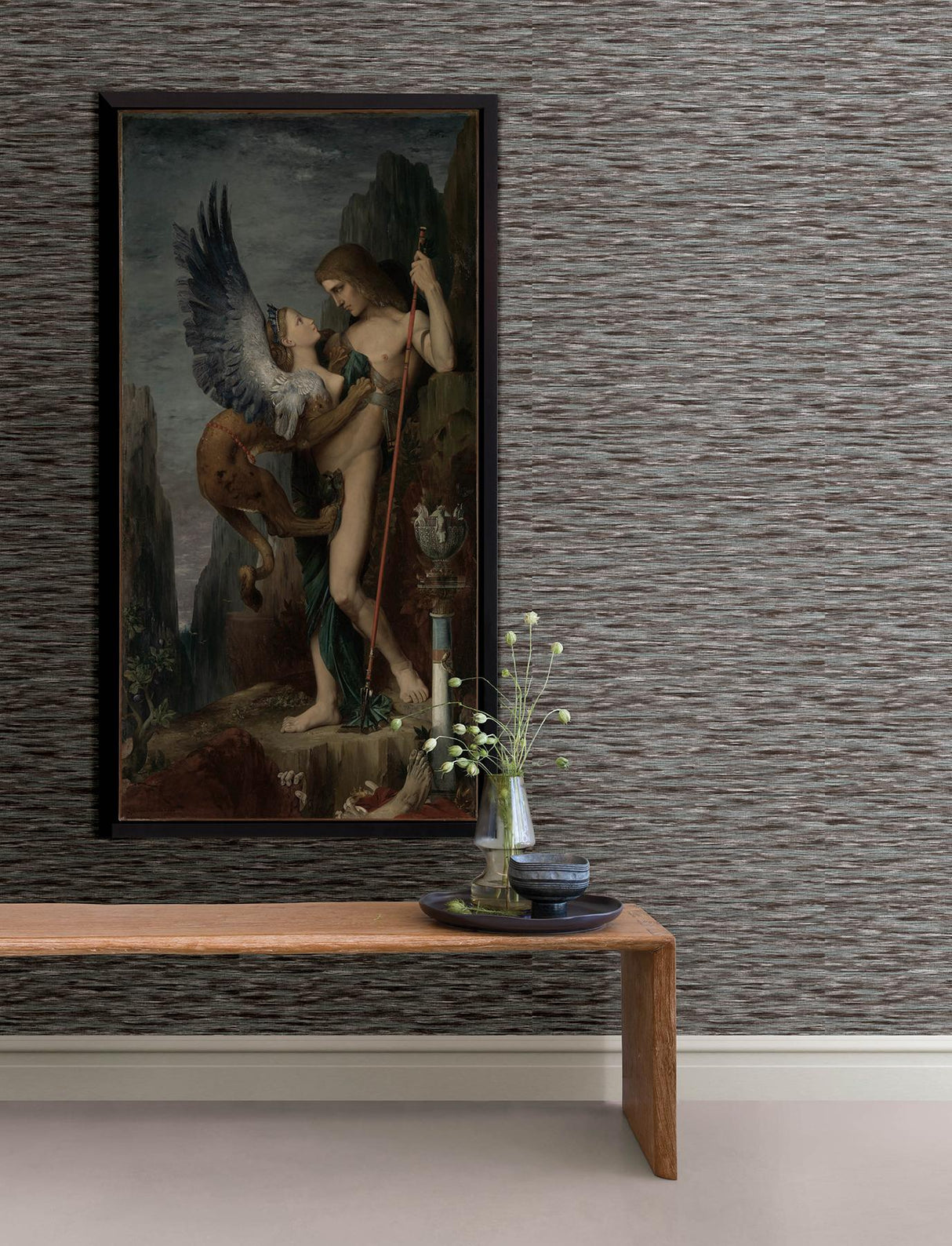 Advantage Hazen Chocolate Striated Wallpaper