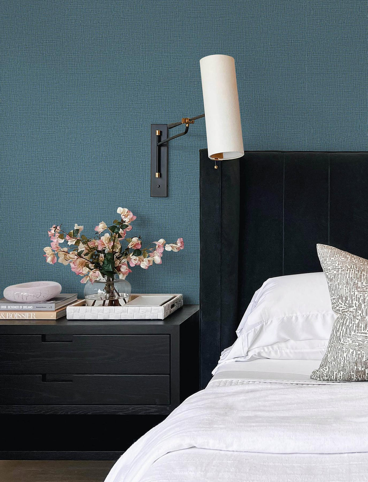 Advantage Eagen Blue Linen Weave Wallpaper