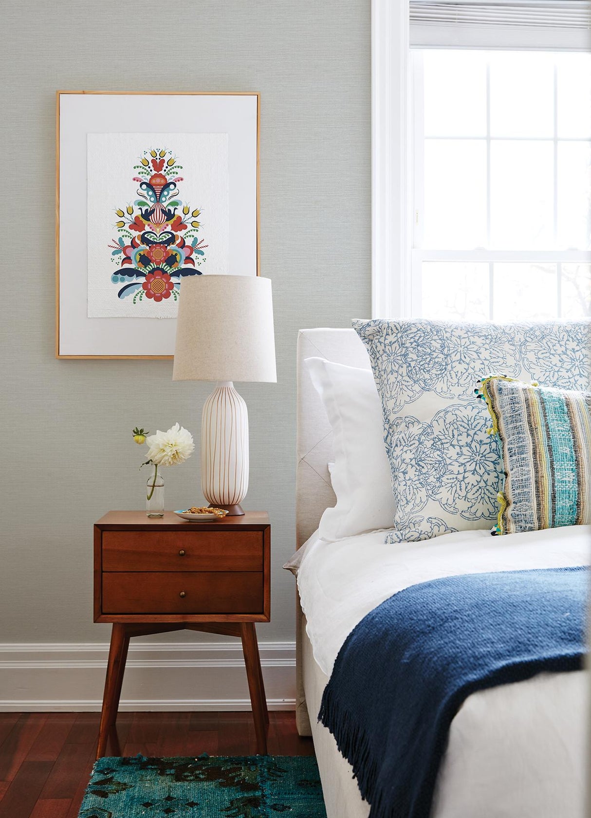 Advantage Agave Light Blue Faux Grasscloth Wallpaper