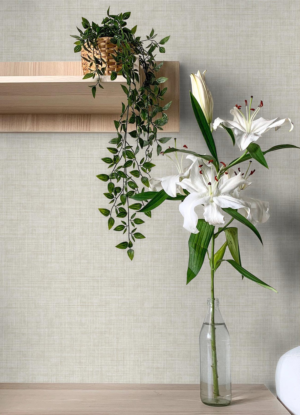 Advantage Tuckernuck Neutral Faux Linen Wallpaper