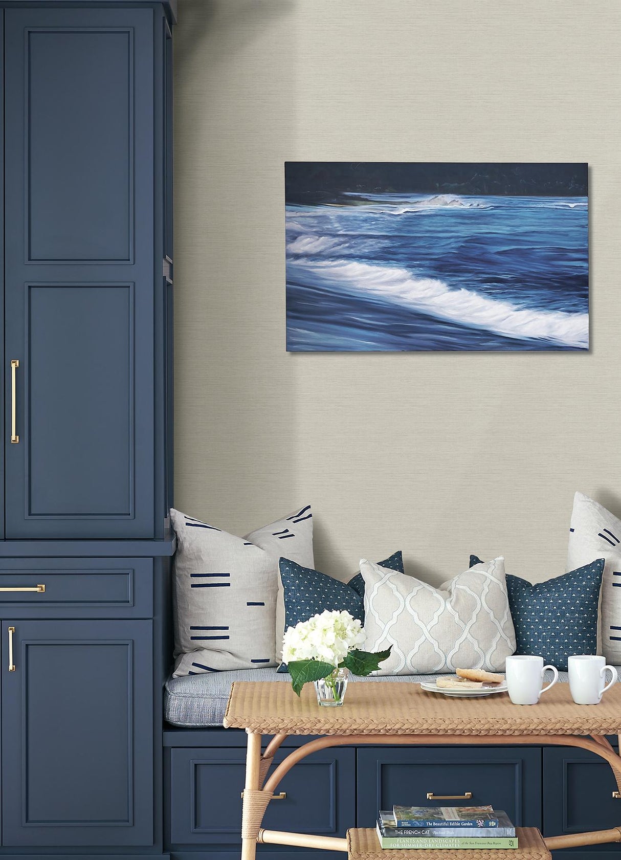 Advantage Agave Off-White Faux Grasscloth Wallpaper