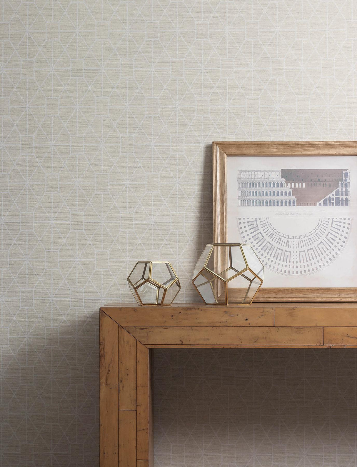 Advantage Stevenson Natural Trellis Wallpaper
