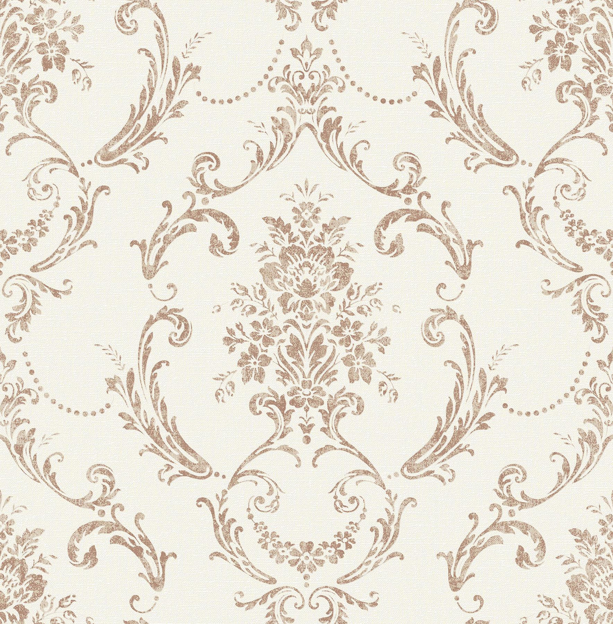 Advantage Glenda Copper Floral Damask Wallpaper