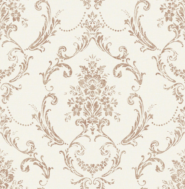 Advantage Glenda Copper Floral Damask Wallpaper