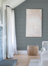 Advantage Barnaby Slate Faux Grasscloth Wallpaper