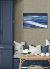 Advantage Benson Taupe Faux Fabric Wallpaper