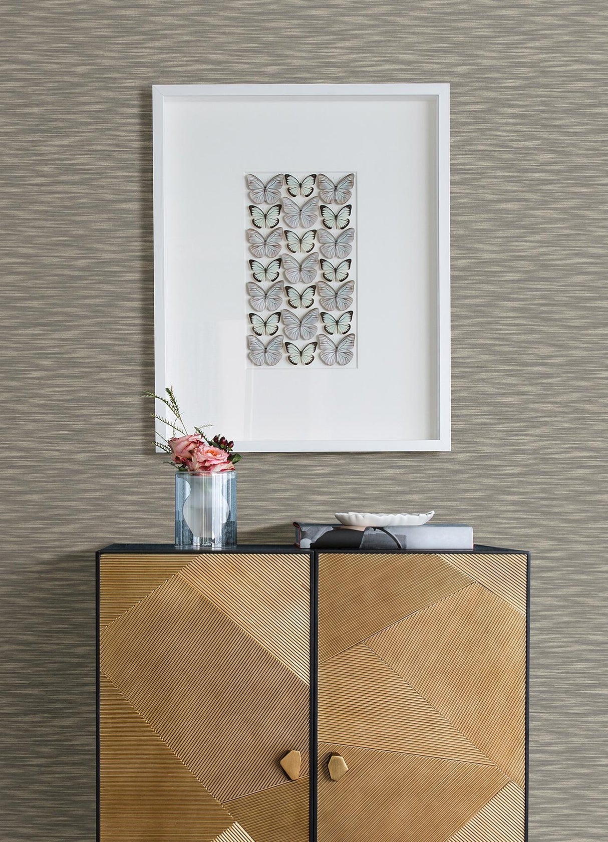 Advantage Benson Brown Faux Fabric Wallpaper