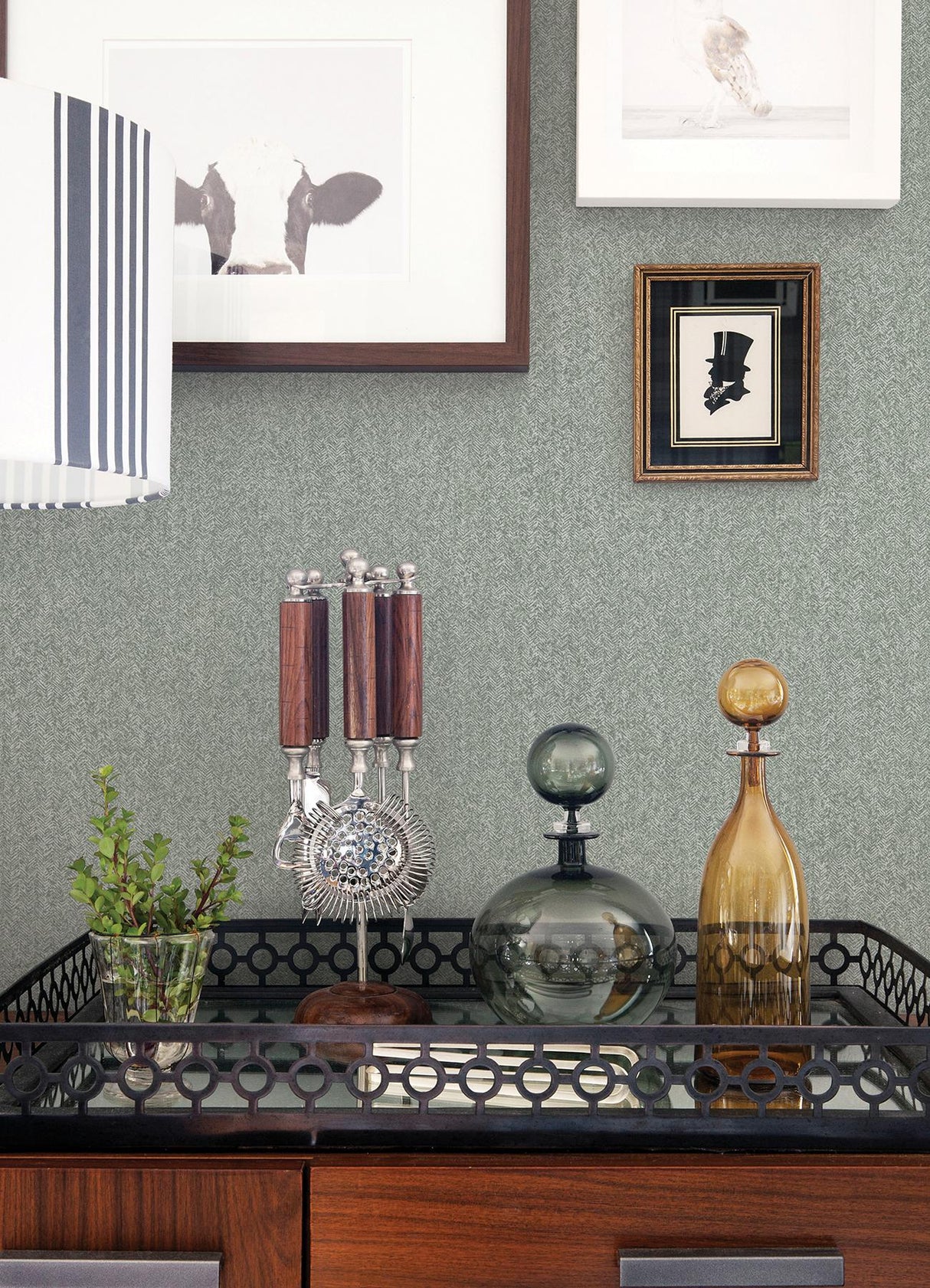 Advantage Ashbee Green Faux Tweed Wallpaper